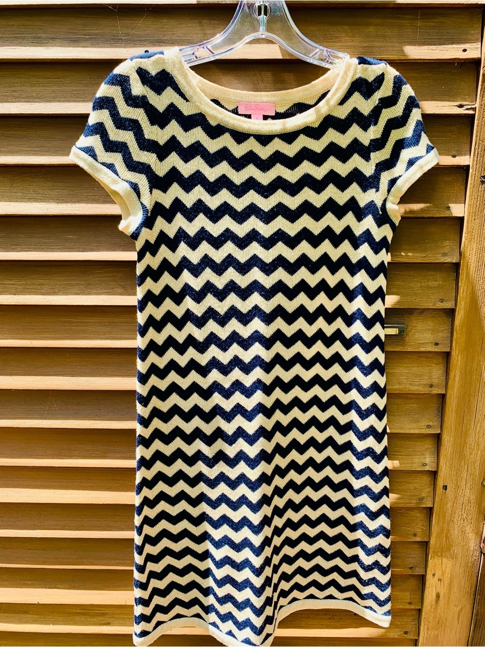 Lilly Pulitzer Navy and Cream Chevron Knit Shift Dress